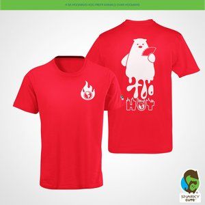 Too Hot Melting Polar Bear Climate Change Back Print T-Shirt RED